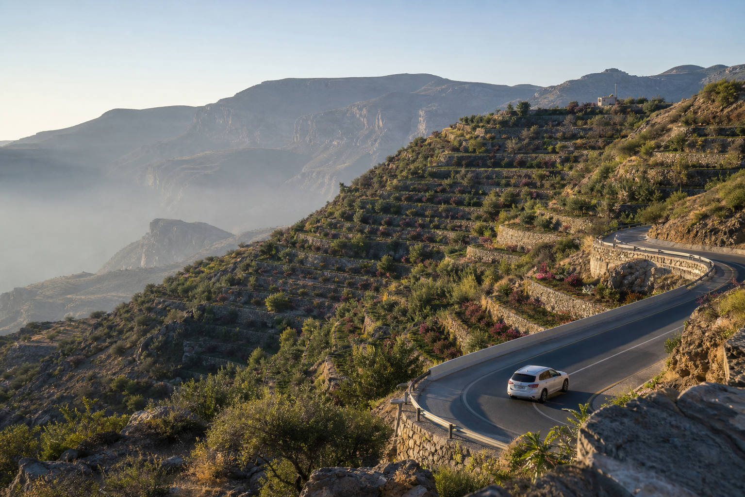 Terraced mountain landscape of Jebel Akhdar in Oman